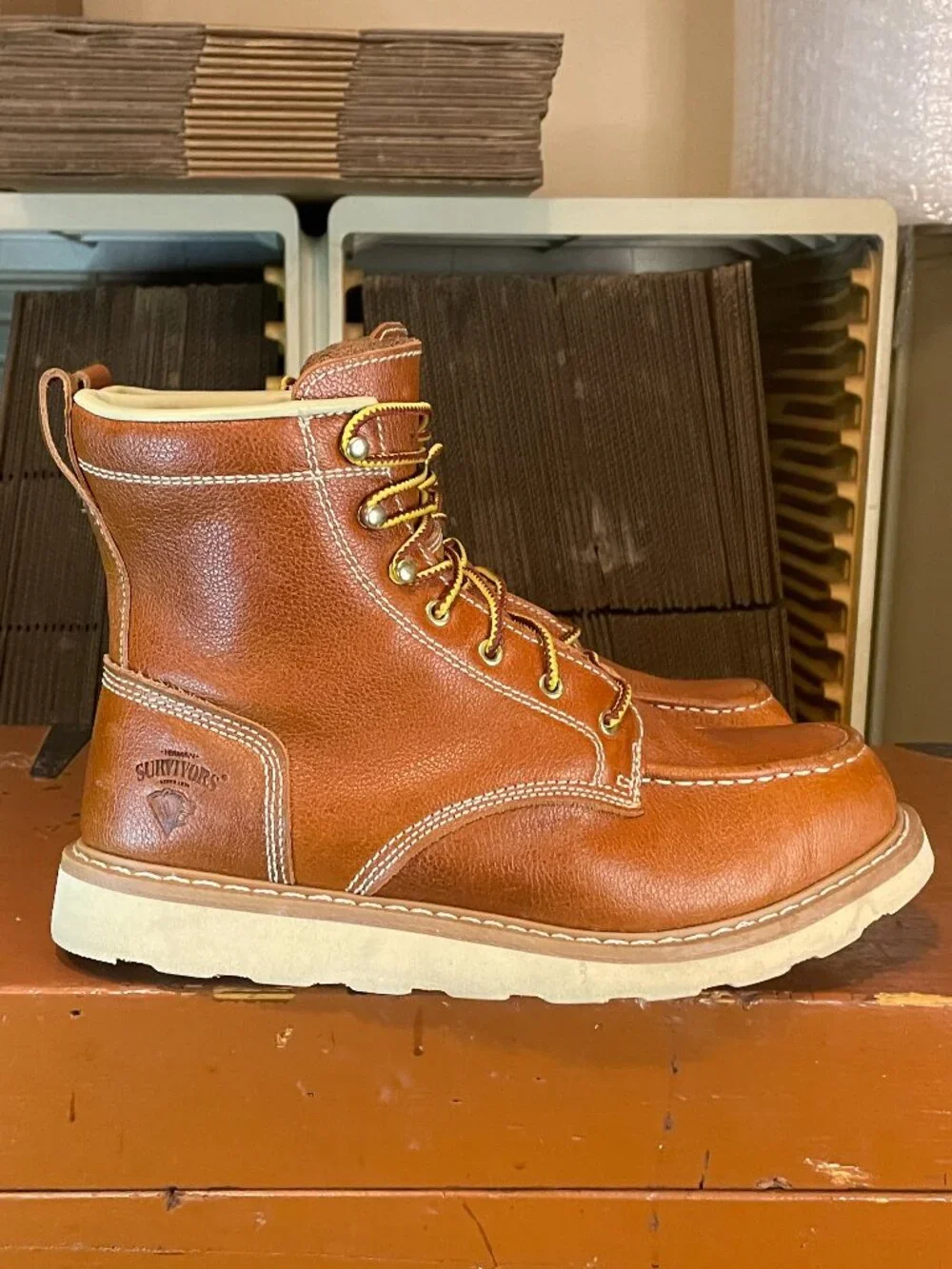 HERMAN SURVIVORS Men's Size 13 Oakridge Steel Toe Brown Leather Work Boots